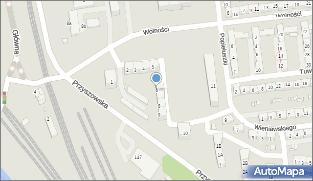 Gliwice, Waryńskiego Ludwika, 6, mapa Gliwic