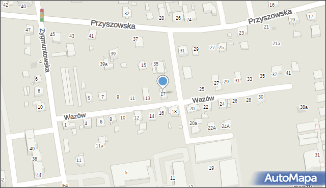 Gliwice, Wazów, 17, mapa Gliwic