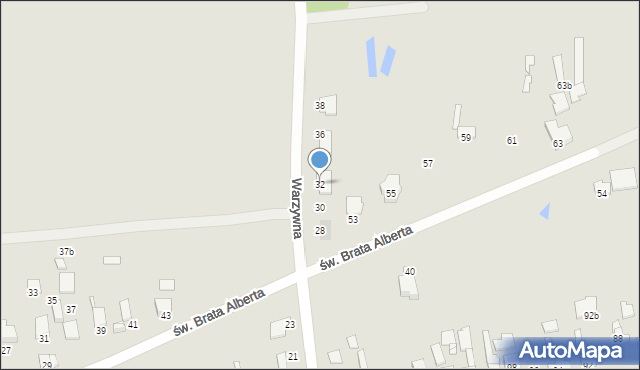 Gliwice, Warzywna, 32, mapa Gliwic