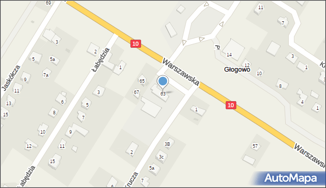 Głogowo, Warszawska, 63, mapa Głogowo