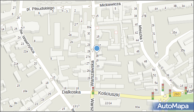 Gniezno, Warszawska, 18, mapa Gniezna