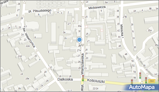 Gniezno, Warszawska, 28, mapa Gniezna