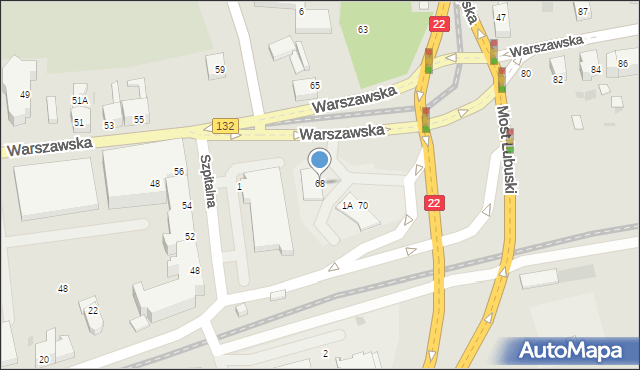 Gorzów Wielkopolski, Warszawska, 68, mapa Gorzów Wielkopolski