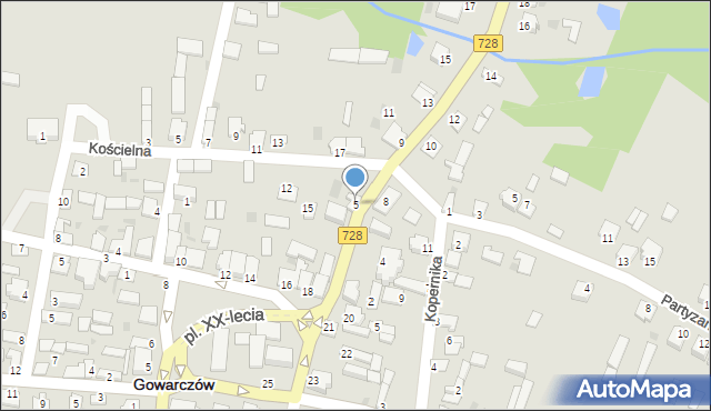 Gowarczów, Warszawska, 5, mapa Gowarczów