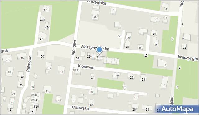 Grabówka, Waszyngtońska, 21/1, mapa Grabówka