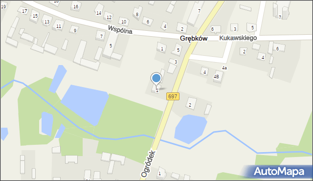 Grębków, Warszawska, 1, mapa Grębków
