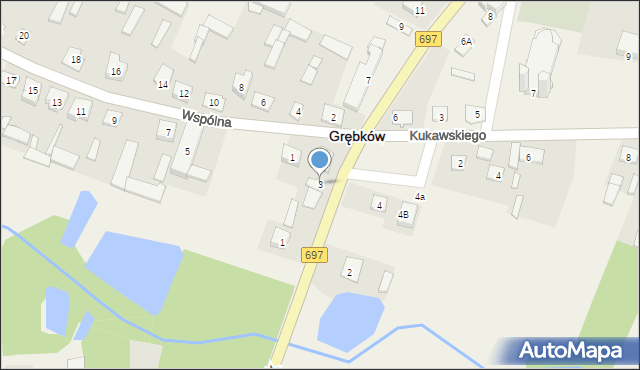 Grębków, Warszawska, 3, mapa Grębków
