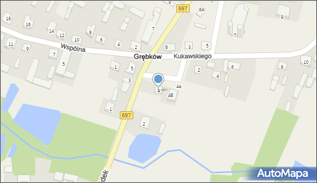 Grębków, Warszawska, 4, mapa Grębków