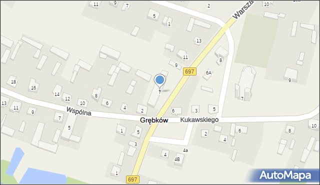 Grębków, Warszawska, 7, mapa Grębków