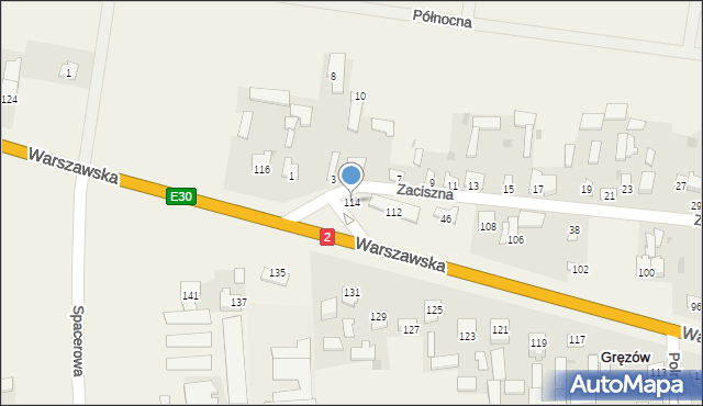 Gręzów, Warszawska, 114, mapa Gręzów