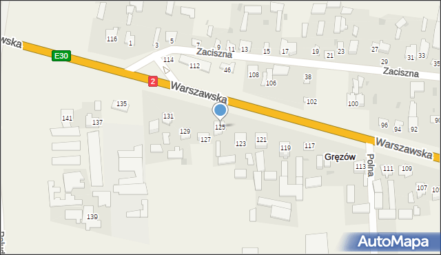 Gręzów, Warszawska, 125, mapa Gręzów