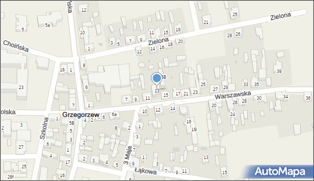 Grzegorzew, Warszawska, 13, mapa Grzegorzew