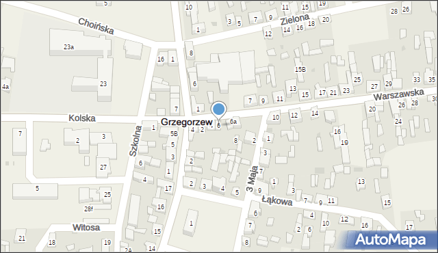 Grzegorzew, Warszawska, 6, mapa Grzegorzew