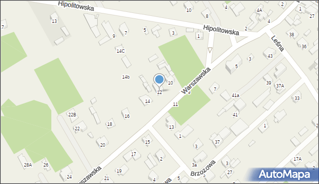 Hipolitów, Warszawska, 12, mapa Hipolitów