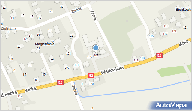 Inwałd, Wadowicka, 107, mapa Inwałd