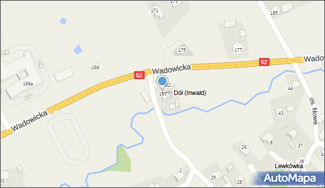 Inwałd, Wadowicka, 160, mapa Inwałd