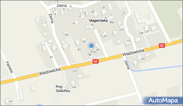 Inwałd, Wadowicka, 95a, mapa Inwałd