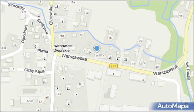 Iwanowice Dworskie, Warszawska, 11, mapa Iwanowice Dworskie