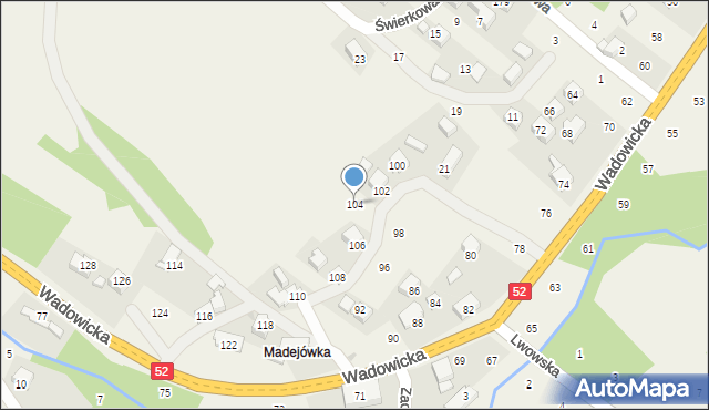 Izdebnik, Wadowicka, 104, mapa Izdebnik