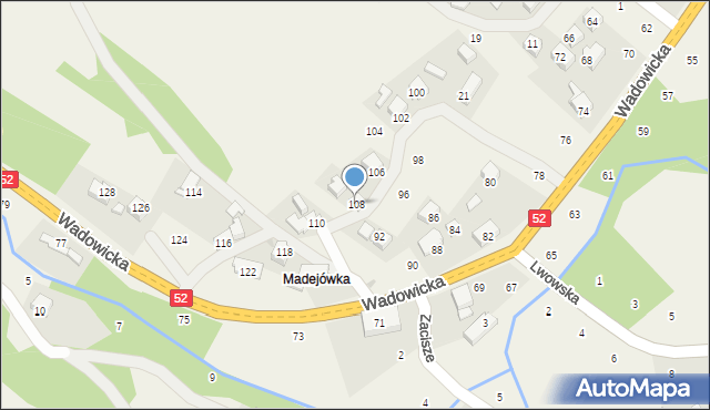 Izdebnik, Wadowicka, 108, mapa Izdebnik