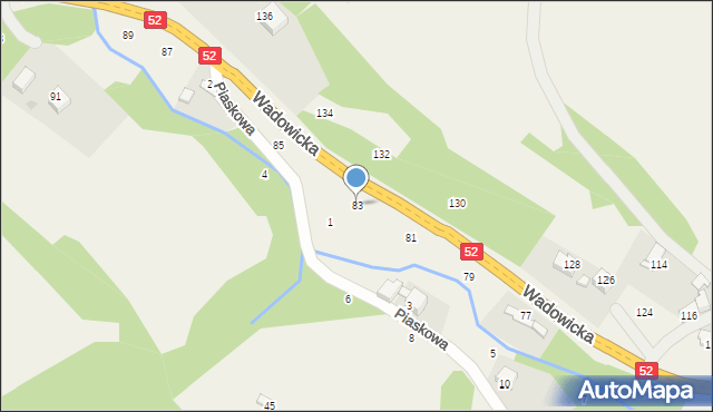 Izdebnik, Wadowicka, 83, mapa Izdebnik