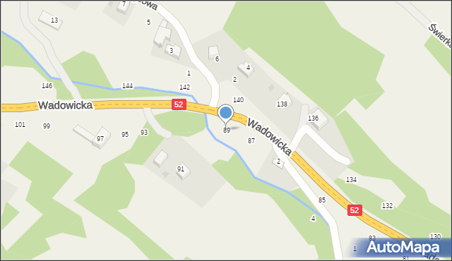 Izdebnik, Wadowicka, 89, mapa Izdebnik