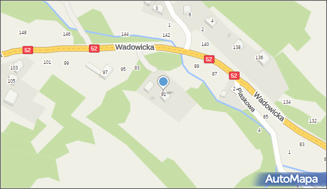 Izdebnik, Wadowicka, 91, mapa Izdebnik