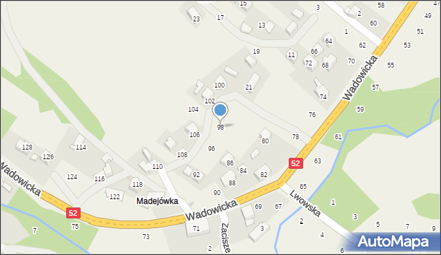 Izdebnik, Wadowicka, 98, mapa Izdebnik