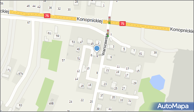 Jasień, Warszawska, 4, mapa Jasień