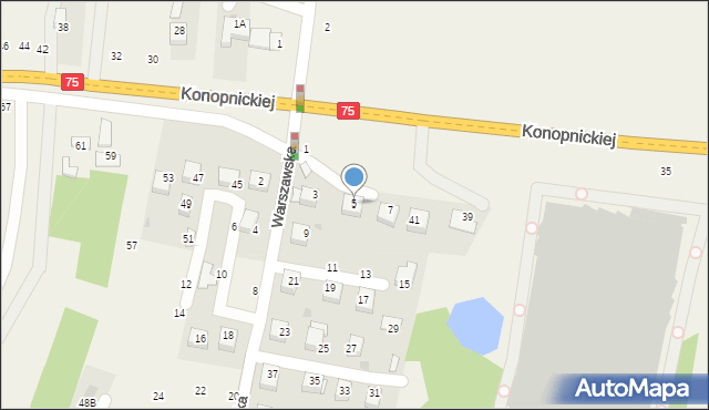 Jasień, Warszawska, 5, mapa Jasień