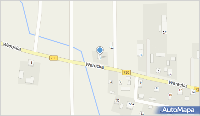 Jasieniec, Warecka, 1, mapa Jasieniec