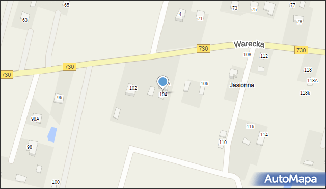 Jasieniec, Warecka, 104, mapa Jasieniec