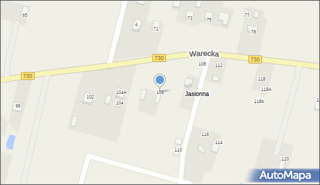 Jasieniec, Warecka, 106, mapa Jasieniec