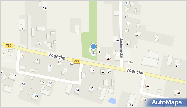 Jasieniec, Warecka, 11, mapa Jasieniec