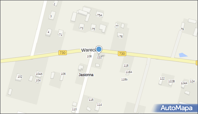 Jasieniec, Warecka, 112, mapa Jasieniec