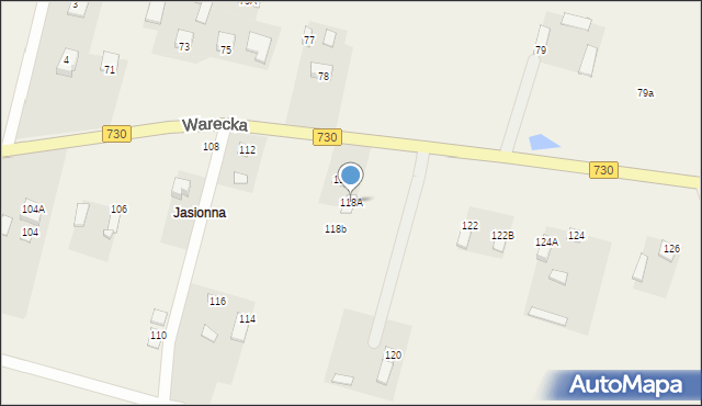 Jasieniec, Warecka, 118A, mapa Jasieniec