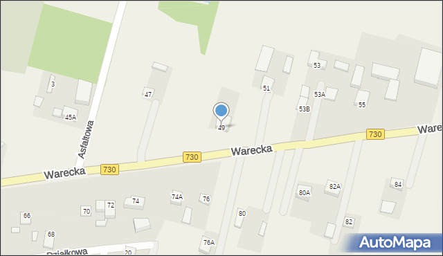 Jasieniec, Warecka, 49, mapa Jasieniec