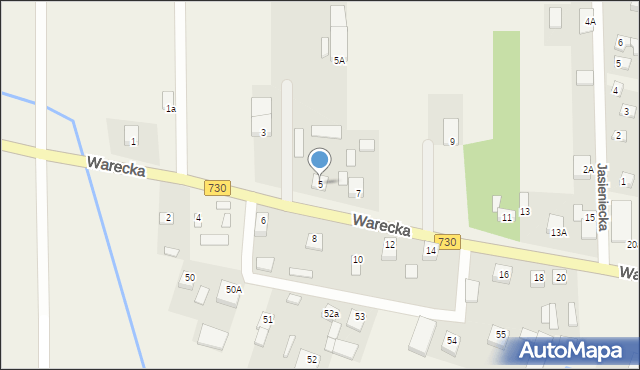 Jasieniec, Warecka, 5, mapa Jasieniec