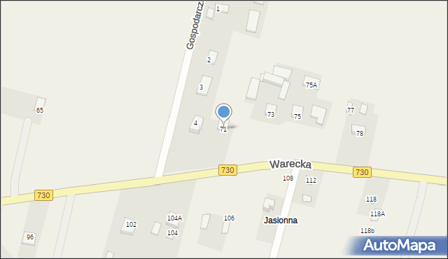 Jasieniec, Warecka, 71, mapa Jasieniec