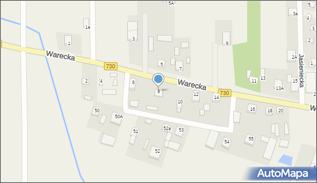 Jasieniec, Warecka, 8, mapa Jasieniec