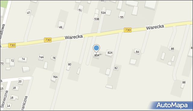 Jasieniec, Warecka, 80A, mapa Jasieniec
