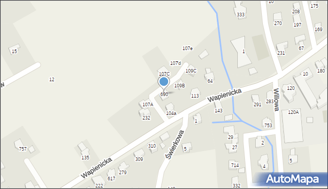 Jaworze, Wapienicka, 690, mapa Jaworze