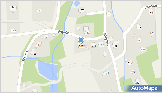 Jaworze, Wąwóz, 592, mapa Jaworze