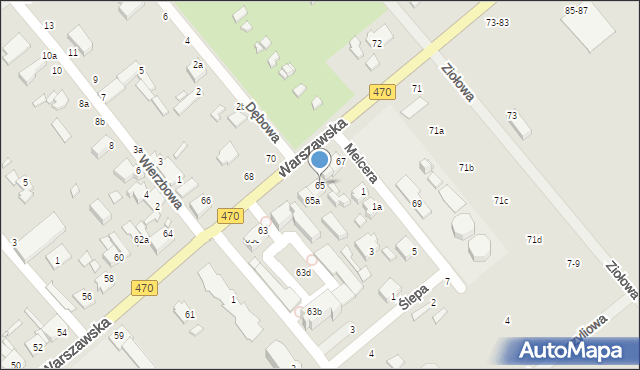 Kalisz, Warszawska, 65, mapa Kalisza