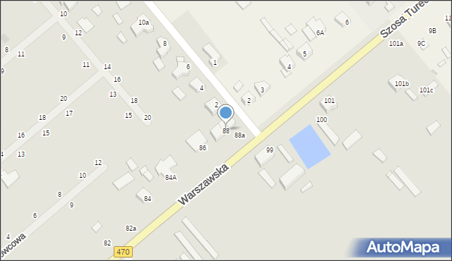 Kalisz, Warszawska, 88, mapa Kalisza