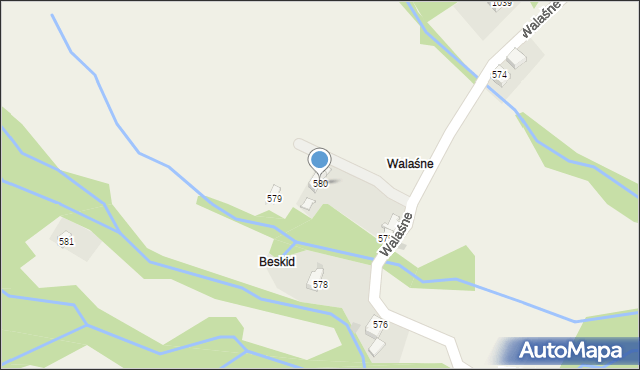 Kamesznica, Walaśne, 580, mapa Kamesznica