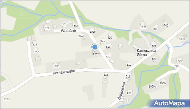 Kamesznica, Walaśne, 820, mapa Kamesznica