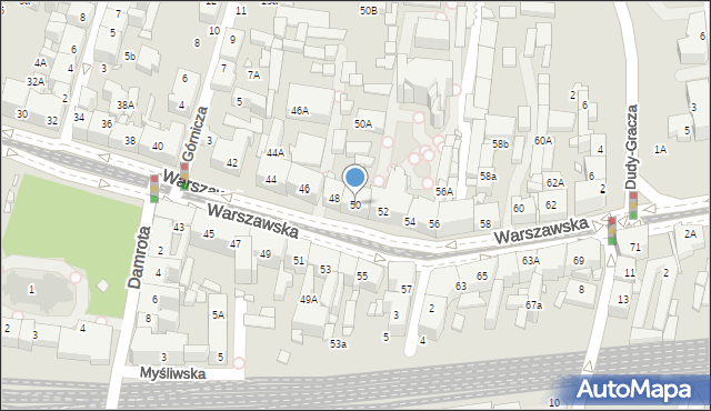 Katowice, Warszawska, 50, mapa Katowic