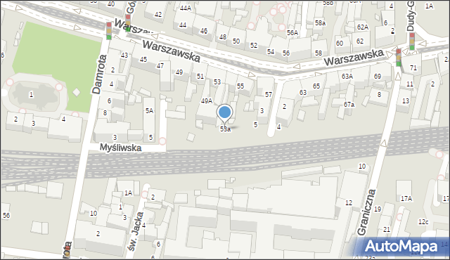 Katowice, Warszawska, 53a, mapa Katowic