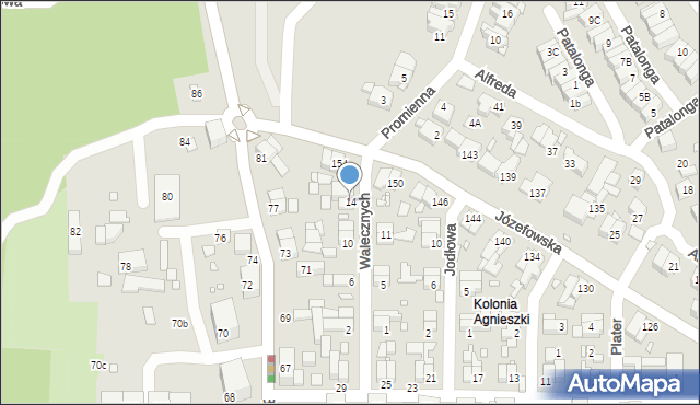 Katowice, Walecznych, 14, mapa Katowic